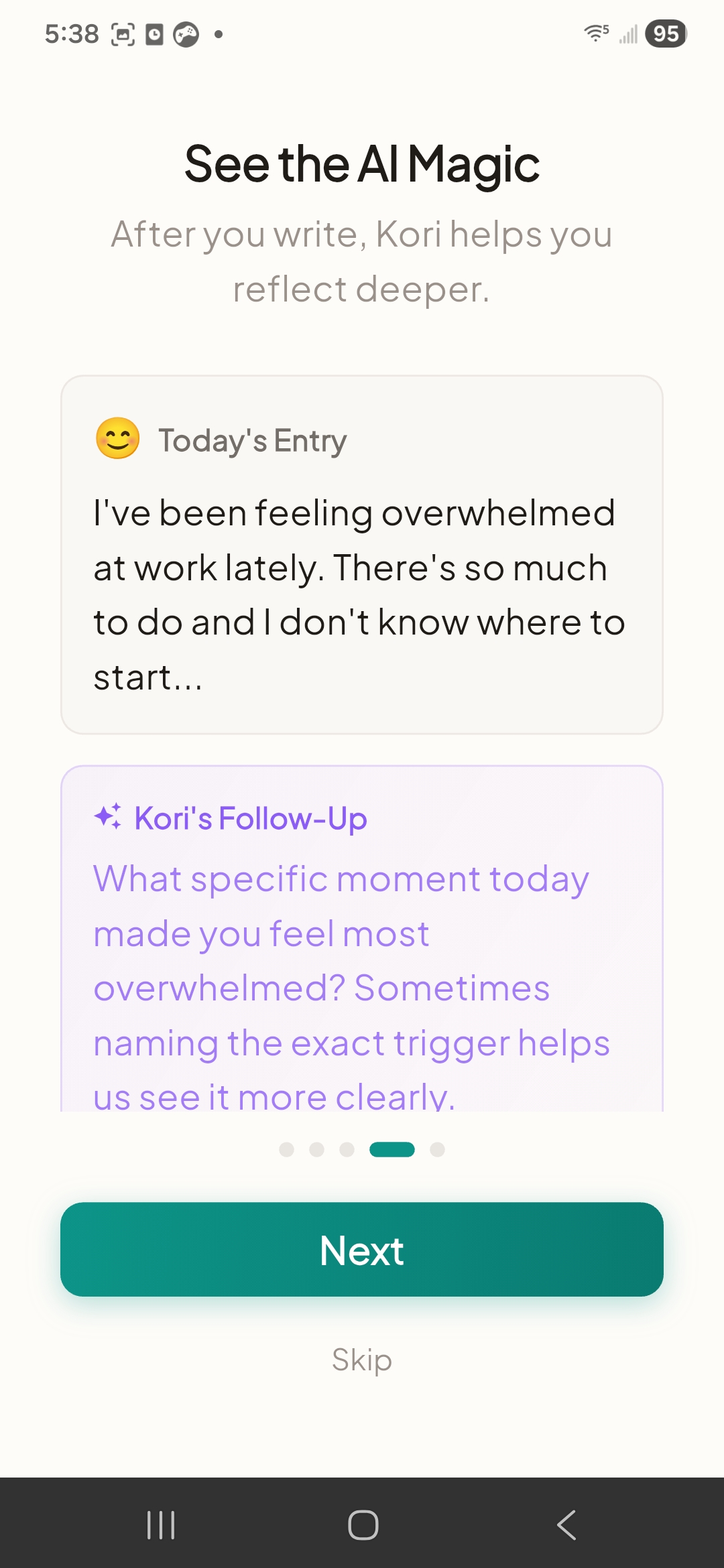 AI follow-up questions that deepen reflection