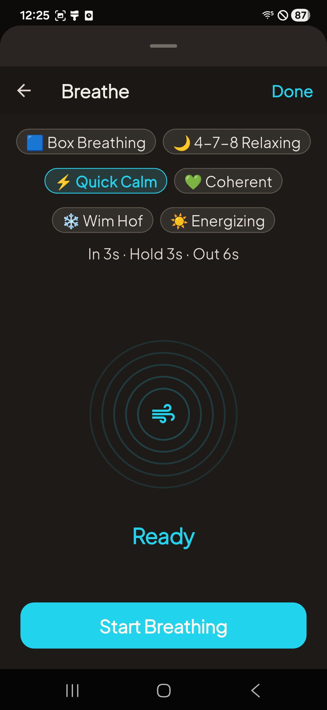 Guided breathing exercises