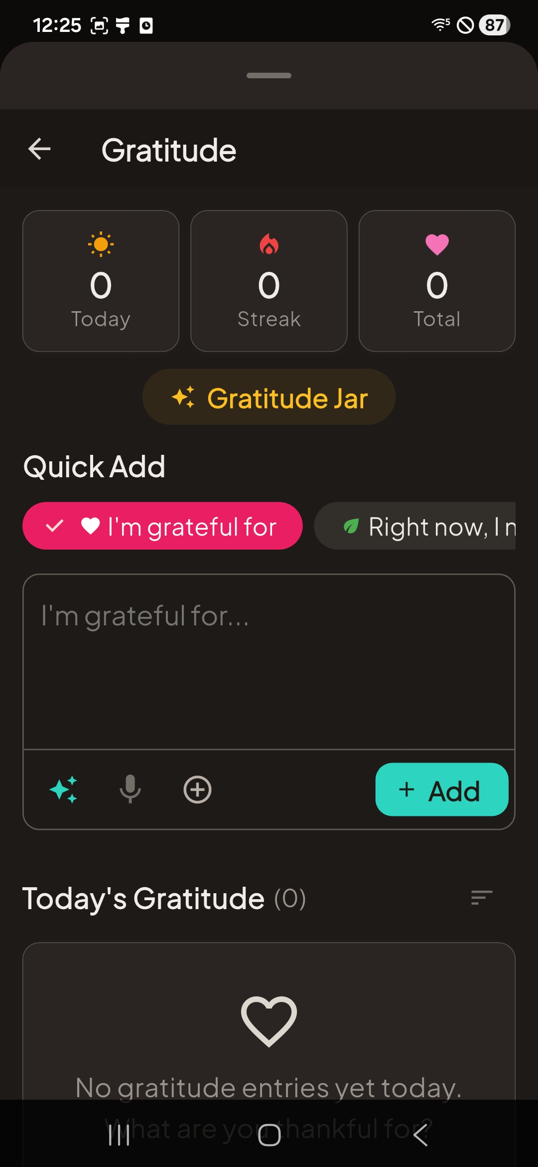 Gratitude journal with streaks